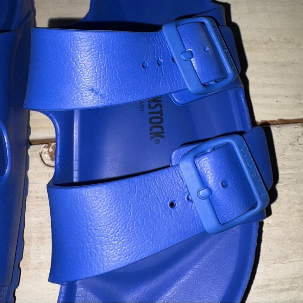 BIRKENSTOCK ESSENTIALS EVA SANDAL Blue Double Strap Size 38, Women’s 7, Men’s 5 - Picture 8 of 11